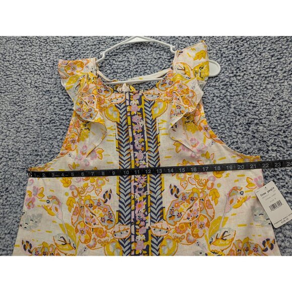 NWT Free People Linen Summer in Tulum Floral Mini Dress Womens M Colorful Yellow - Picture 9 of 11
